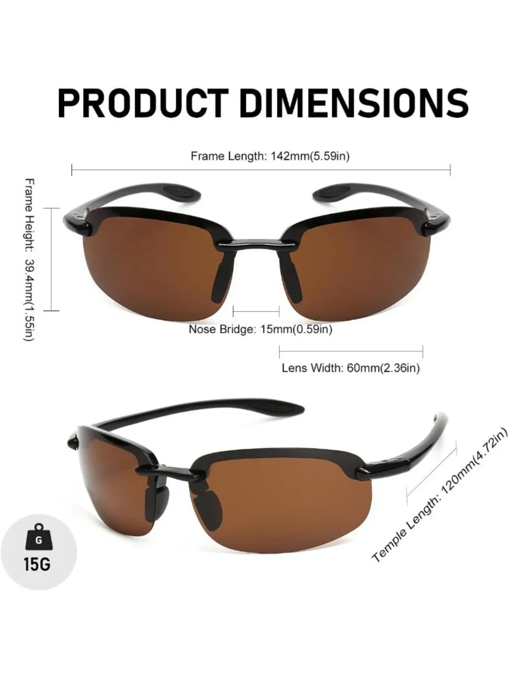 Polarized Sports Sunglasses for Men & Women | TR90 Rimless Wrap Around Frame for